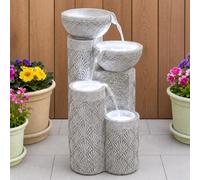 Solare & Rete Potenza LED Bianco Seashell Cascata Acqua Caratteristica da