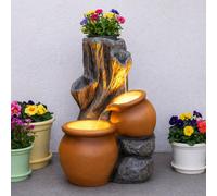 Solare & Rete Potenza LED Litri Albero Tronco Vaso da Fiori Acqua Feature