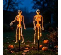 Solare scheletro da cortile, impermeabile, LED Halloween Garden Decor | Design realistico 3D, accensione automatica al crepuscolo, resistente alle intemperie, per prato, patio