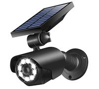 Solare Telecamera di Sorveglianza CCTV Simulata 2 in 1 Luce Solare LED Dummy Camera Lampada da Esterno con Sensore di Movimento Impermeabile Finta Telecamera di Sicurezza,Black,5W