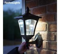 Solare Trasparente Bianco LED Lanterna Lampada Sicurezza Welcome da Esterno Muro