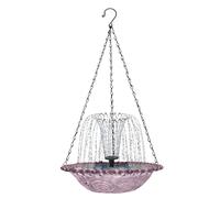 Solarer Wasserfall Hängender Vogelbad | ABS, 23.5x46 Cm, Glasschale | Outdoor Wasserbrunnen Mit Solarpumpe, Terrasse Gartendeko | Kolibri Bad & Automatischer Futterautomat