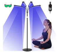 Solarium per la casa con luce blu a 660 nm e 850 nm, 420 LED, 4 teste di illuminazione, altezza e angolazione regolabili, 3 modalità, 5 livelli di luminosità, lampada abbronzante per viso e corpo