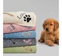 Solarix Coperta per Cani Personalizzata Con Nome Ricamato E Impronta Zampa | Vari Colori E Misure, Morbido Tessuto A Cialde, Comoda Coperta Per Cani E Gatti, Regalo Personalizzato Per Animali