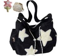 Solarix Crossbody Bag, Solarix Star Bag, Solarix Bag with Mini Bag, Corduroy Star Tote Bag Y2k Messenger Bag for Women (Black)
