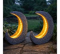 Solarlampe Da Giardino Esterna Steinoptik LED Deko Oro Set da 2