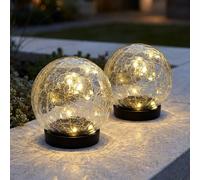 Lampada solare a LED lampada solare da giardino vetro rotto aspetto vetro bianco caldo D 12 cm set di 2