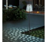 Lampada solare a LED a innesto Lampada solare da giardino per esterni Lampada solare a innesto in metallo, con picchetto IP44, effetto luce, nero argento blu, LED 3000K, DxH 12x70cm