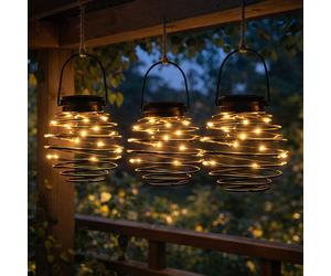 Solarleuchte Esterna Lampada Sospesa Da Giardino Antracite A Spirale LED 3 Set [EEK: Non valutato]