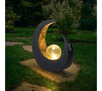 Solarleuchte Esterna LED Dekoleuchte Glaskugel Mond Terrassenleuchte, Oro/Nero