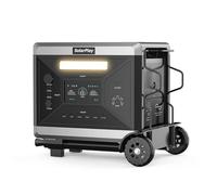 SolarPlay Q2501 Centrale Elettrica Portatile 2160 Wh con Batteria LiFePO4, 2400 W Uscita Continua con Carrello Pieghevole, Ricarica Solare Rapida, per Backup Casa e Attività All'aperto