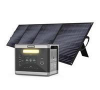 SOLARPLAY Stazione elettrica portatile Generatore Solare, 230V, con 12 connettori di Uscita, LiFePO4, UPS, per il campeggio (2400w+200w Pannello solare-Nero)
