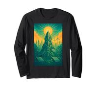 Solarpunk Eco Futuro Città Arte Natura Tech Sostenibilità EV Maglia a Manica