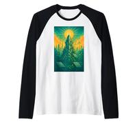 Solarpunk Eco Futuro Città Arte Natura Tech Sostenibilità EV Maglia con Maniche Raglan