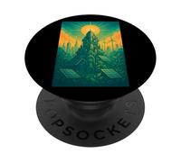 Solarpunk Eco Futuro Città Arte Natura Tech Sostenibilità EV PopSockets PopGrip Adesivo