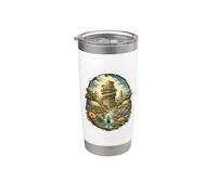 Solarpunk Energia eolica Eco Future Nature Tech Design Bicchiere termico in acciaio inox doppia parete