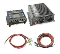 Solartronics Set Solare 20A 1000W Inverter Caricatore PWM 12V, Kit Cavi