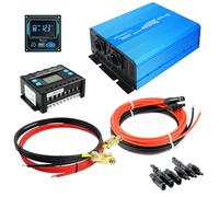 SOLARTRONICS Set solare da 1500 W, convertitore di tensione sinusoidale, regolatore di carica LCD da 30 A, cavo da incasso, telecomando USB-A e USB-C