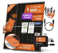 Solarway® - Impianto fotovoltaico da balcone da 880 W con presa di corrente, inverter di ultima generazione da 800 watt, moduli solari bifacciali da 440W, Envertech e accessori