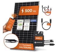 Solarway® - Impianto fotovoltaico da balcone espandibile da 500 W con presa di corrente, inverter di ultima generazione da 500 watt, moduli solari da 500 W, Envertech e accessori