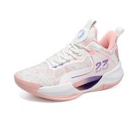 Solastride Men's Basketball Shoes with Mesh Breathable Shock-Absorbing Rebound Anti Slip Wear-Resistant Running Training Shoes(Whitepink,38 EU)
