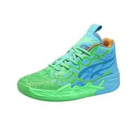 Solastride Men's High Top Basketball Shoes with Mesh Breathable Non Slip Fashionable Outdoor Sports Leisure Shoes(Blue Green,43 EU)