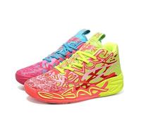 Solastride Men's High Top Basketball Shoes with Mesh Breathable Non Slip Fashionable Outdoor Sports Leisure Shoes(Yellow Blue,41 EU)