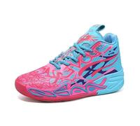 Solastride Men's High Top Basketball Shoes with Mesh Breathable Non Slip Fashionable Outdoor Sports Leisure Shoes(Blue Red,42 EU)