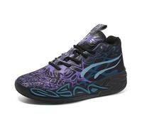 Solastride Men's High Top Basketball Shoes with Mesh Breathable Non Slip Fashionable Outdoor Sports Leisure Shoes(Black Purple,41 EU)