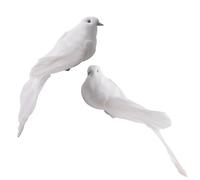 Solaughguy 2 colombe artificiali bianche in schiuma con clip, coda lunga, uccelli della pace per feste di nozze, decorazione per casa, giardino, ornamenti da appendere per interni ed esterni, set di