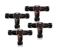 Solaughguy 4 connettori per cavi impermeabili IP68 a forma di T con 3 pin per esterni, strade e paesaggi, compatibili con (6-10 mm)