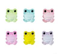 Solaughguy 6 statuette fosforescenti a forma di rana, in resina, per giardini e giardini fatati, con effetto luce notturna, mini rane multicolore