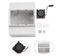 Solaughguy Contenitore elettrico in ABS per Raspberry Pi 4B 3B con montaggio su guida DIN, custodia protettiva trasparente con blocco scorrevole e fori di installazione a parete, bianco (Pi3B+ventola+