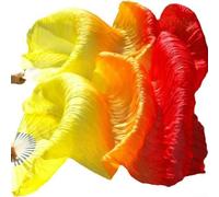 Solaughguy Coppia di ventagli per danza del ventre, 1,8 m, in seta, lunghi, accessori per costume da spettacolo di arte popolare cinese (arancione)
