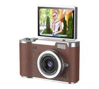 Solaughguy Fotocamera digitale 4K 48 MP dispositivo fotografico compatto con zoom digitale 8x, display HD da 2,4 pollici, schermo flip a 180 ° per selfie, continuo, marrone