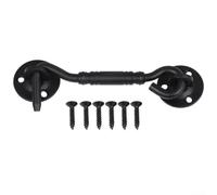 Solaughguy Gancio per porta in acciaio inox per porte francesi, serre e garage - Heavy Duty Cast Gate Hold-Back con finitura verniciata a polvere nera,