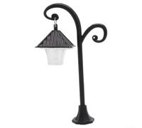 Solaughguy Lampione stradale in miniatura, decorazione da giardino, scala 1/12, ornamento vintage per casa delle bambole, modello di treno ferroviario, prato, sentiero e scatola delle ombre, (B)