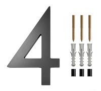 Solaughguy Numeri civici galleggianti moderni da 15,2 cm, colore nero, per porte esterne da parete, garage, cancello, grande targa visibile con accessori di montaggio (4)