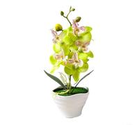 Solaughguy Orchidea artificiale Phalaenopsis bonsai in vaso, pianta di fiori finti in seta per la decorazione di casa e ufficio, petali realistici in PU con foglie di plastica, per una facile