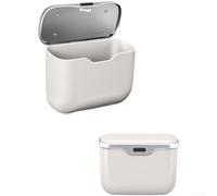 Solaughguy Pattumiera per auto con coperchio, impermeabile, da appendere, organizer per sedile posteriore e consolle, cestino per rifiuti a doppio uso, per interni auto, materiale ABS, compatto (beige