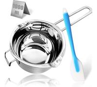 Solaughguy Pentola doppia in acciaio inox 304, kit di fusione da 1000 ml con spatola per cioccolato, cera, burro, compatibile con induzione e gas, lavabile in lavastoviglie