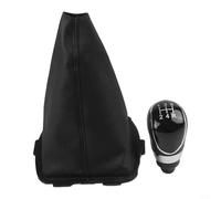 Solaughguy Pomello del cambio per auto in pelle ABS nera con sovraccoperta, ricambio compatibile con Fiesta 2008-2012, accessorio interno resistente all'usura per una facile installazione (velocità 5R