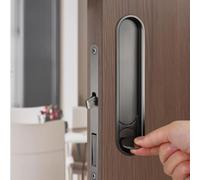 Solaughguy Serratura ovale tascabile con cilindro per porte scorrevoli, chiusura retrattile in lega di zinco con funzionamento fluido e silenzioso, oro spazzolato/nero/oro rosa/grigio, per camere da