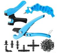 Solaughguy Set di attrezzi per irrigazione a goccia: tagliatubi 2 in 1 e perforatrice con 115 parti, per tubi in PE da 1/4" (6,35 mm) e 16/20/25 mm, include multifunzione (A)