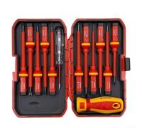 Solaughguy Set di cacciaviti isolati da 1000 V, certificato VDE, kit di attrezzi per elettricisti 13 in 1 con acciaio al cromo vanadio per sicurezza e durata, rosso