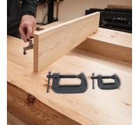 Solaughguy Set di morsetti a C resistenti neri - Morsetti in ghisa malleabile da 2,5 cm e 5,1 cm, per lavorazione del legno e lavorazione dei metalli, finitura liscia in ossido nero, filettatura a