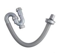 Solaughguy Tubo di scarico per lavabo, a forma di U, retrattile, con design a flusso di grande diametro, compatibile con impianti idraulici standard, in plastica grigia