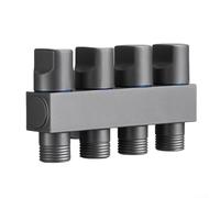 Solaughguy Valvola angolare in ottone con un'entrata e quattro uscite, distributore d'acqua a 4 vie per rubinetto della lavatrice, per impianto idraulico multi-connessione con (grigio)