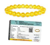 SOLAVA Braccialetto originale in citrino giallo con certificato di laboratorio per uomini e donne, braccialetto con perline naturali energiche e cristallo per denaro, successo e buona fortuna, perline