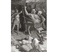 Soldati romani sotto il comando dell'imperatore Tito che sparano il Tempio di Gerusalemme durante l'assedio di Gerusalemme d.C. Dalla storia universale illustrata di Cassell pubblicato 1883. Stampa